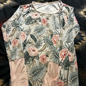 The Simple Seed Floral Long Sleeve one piece - Pink & Green EUC